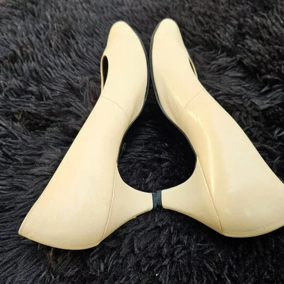 YSL Paris Women Heel Sandal Beige Leather Upper Shoes Saint Laurent Size 36.5 - Picture 4 of 11